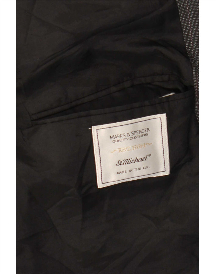 Marks & Spencer Chaqueta tipo blazer larga con 2 botones para hombre UK 42 Poliéster gris grande
