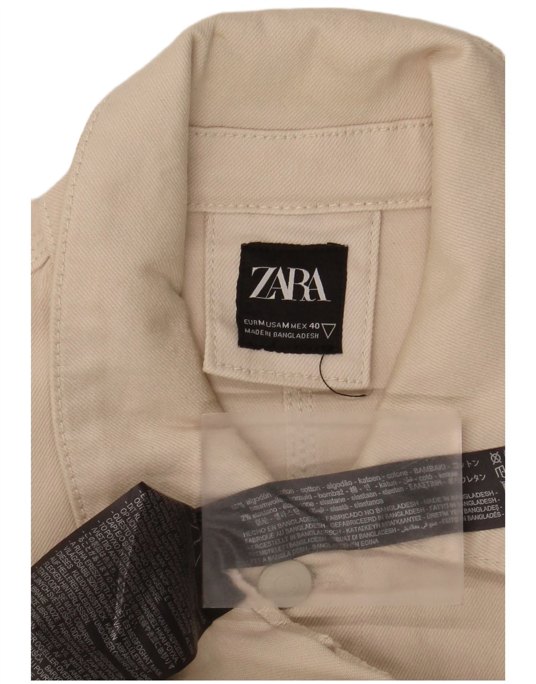 Zara Mens Utility Jacket UK 38 Algodón Beige Medio