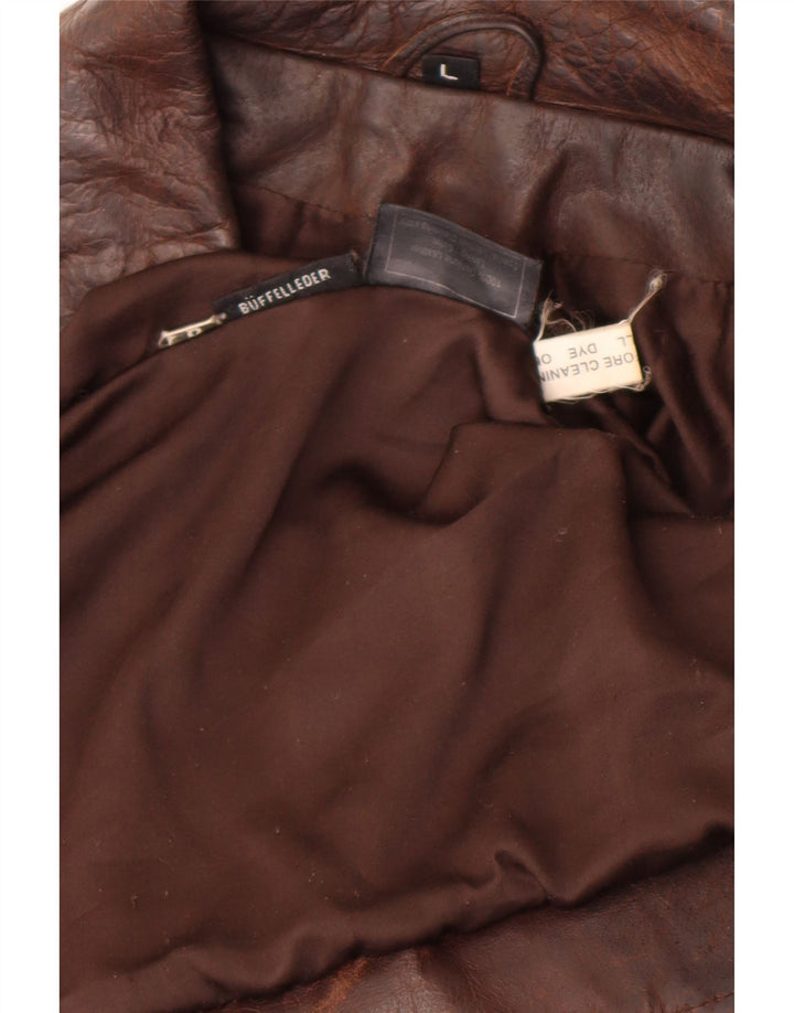 Vintage mujer chaqueta de cuero Reino Unido 14 cuero marrón grande