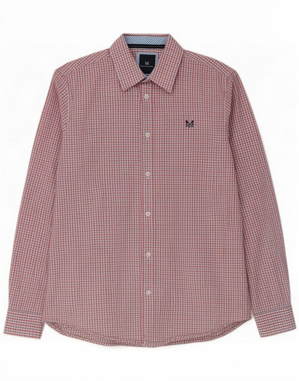 Crew Clothing Camisa ajustada para hombre de algodón a cuadros rojos grandes