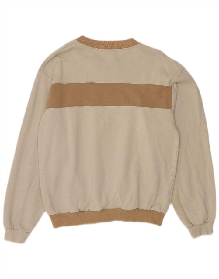 PUMA Sudadera tipo jersey para hombre, tamaño grande, algodón blanco con bloques de color