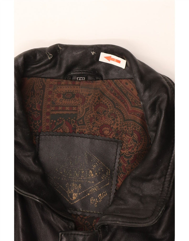 Vintage chaqueta de cuero para hombre Reino Unido 44 2XL cuero negro