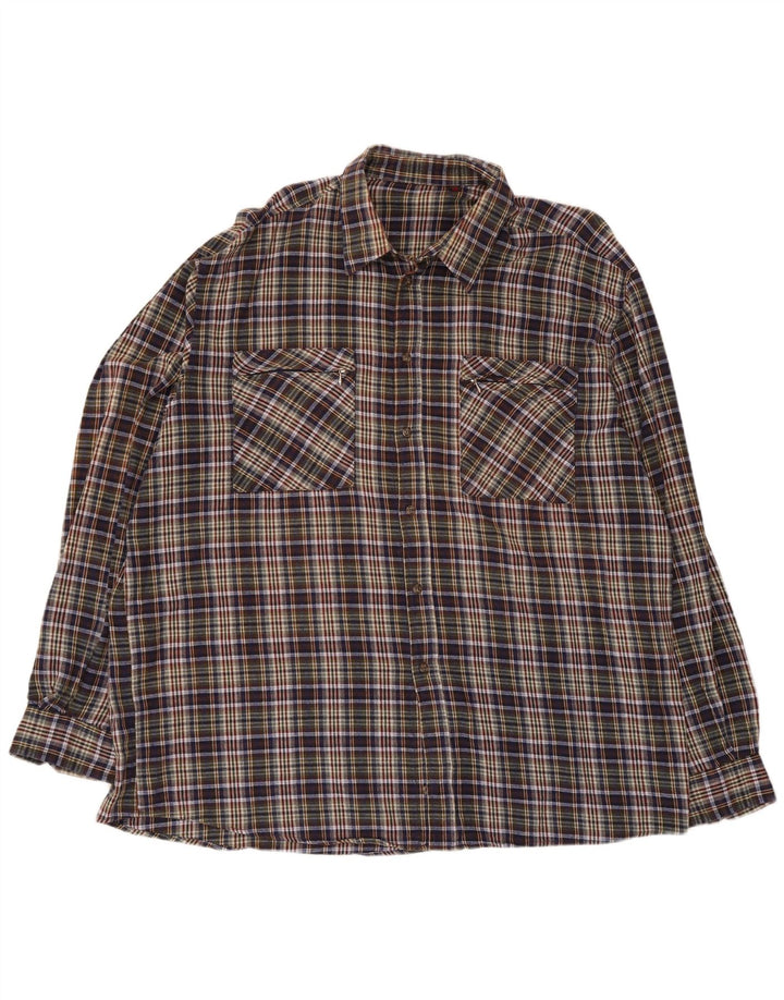 European Project Camisa de franela de corte regular para hombre, talla 2XL, cuadros multicolores