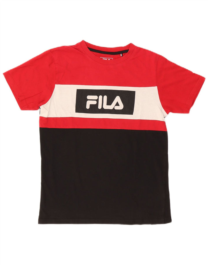 Fila Camiseta gráfica para hombre Top pequeño de algodón con bloques de color multicolor