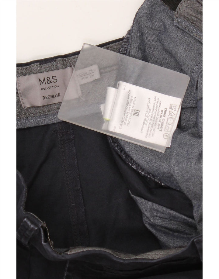 Marks & Spencer Pantalones chinos regulares para hombre W40 L31 Algodón azul marino