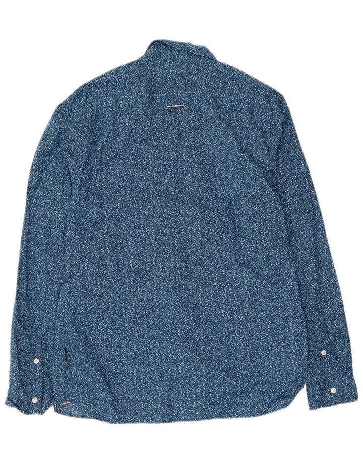 Camisa ajustada de hombre de White Stuff de algodón con lunares azules grandes
