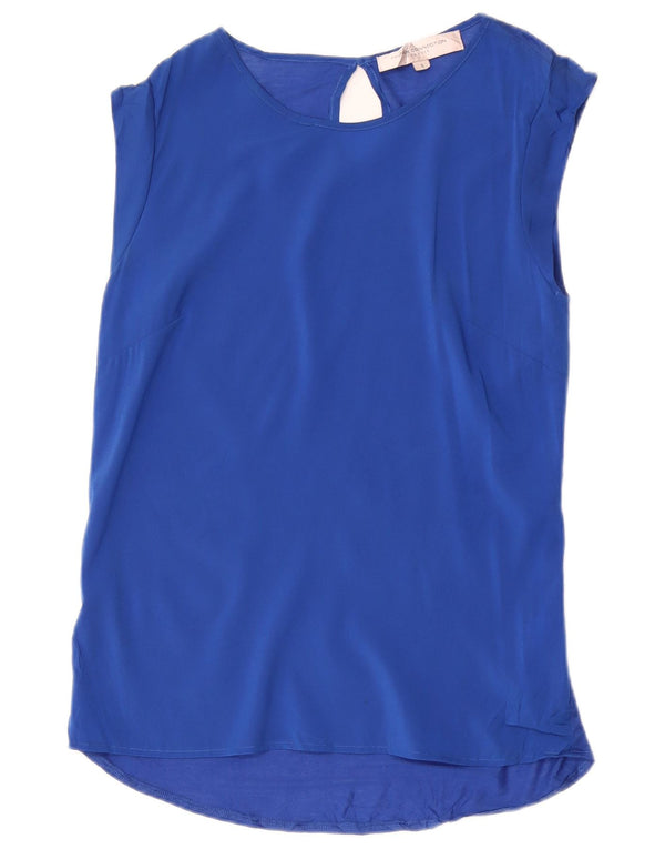 French Connection Blusa sin mangas para mujer UK 10 Small Poliéster azul