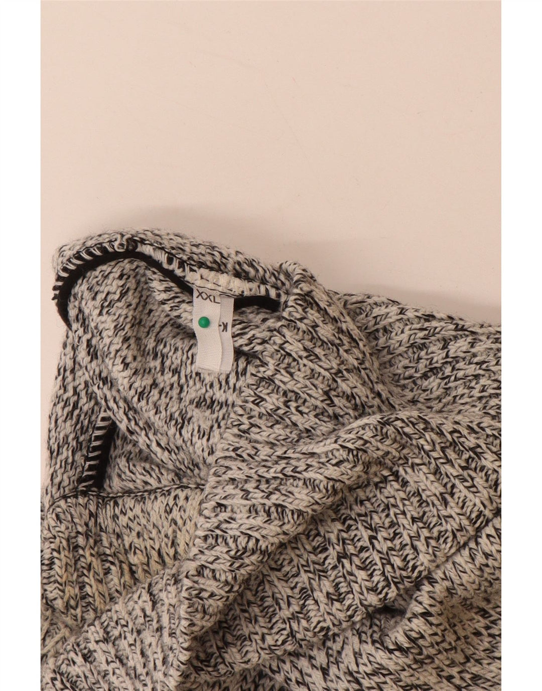 VINTAGE Hombres Roll Neck Jumper Suéter 2XL Gris Fair Isle Acrílico