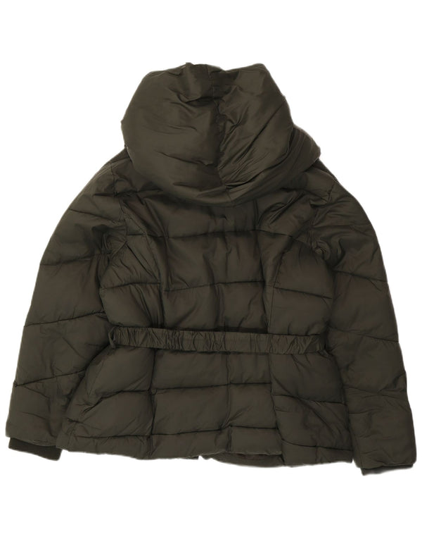MONSOON Chaqueta acolchada con capucha para mujer UK 40 XL Nylon caqui