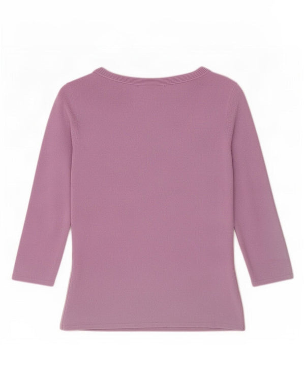 Zara Mujer Top Manga 3/4 UK 42 Viscosa Púrpura Mediana