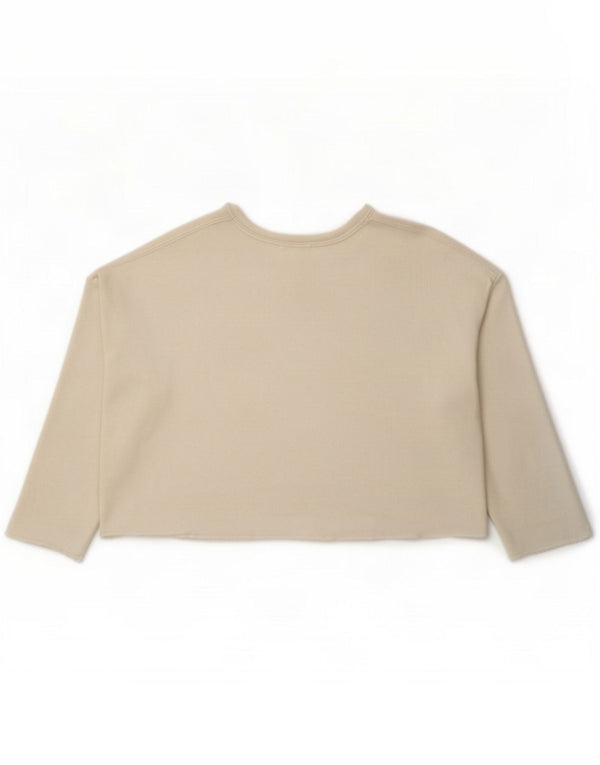 Zara Top corto extragrande para mujer con manga 3/4 ES 44 Mediano Blanco