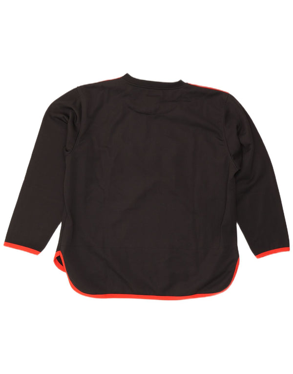 VINTAGE Hombre Jersey Chándal Top Grande Negro Colorblock Poliéster