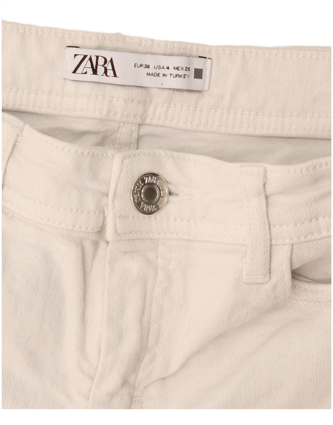 ZARA Mujer Vaqueros Cropped EU 36 XS W26 L24 Blanco