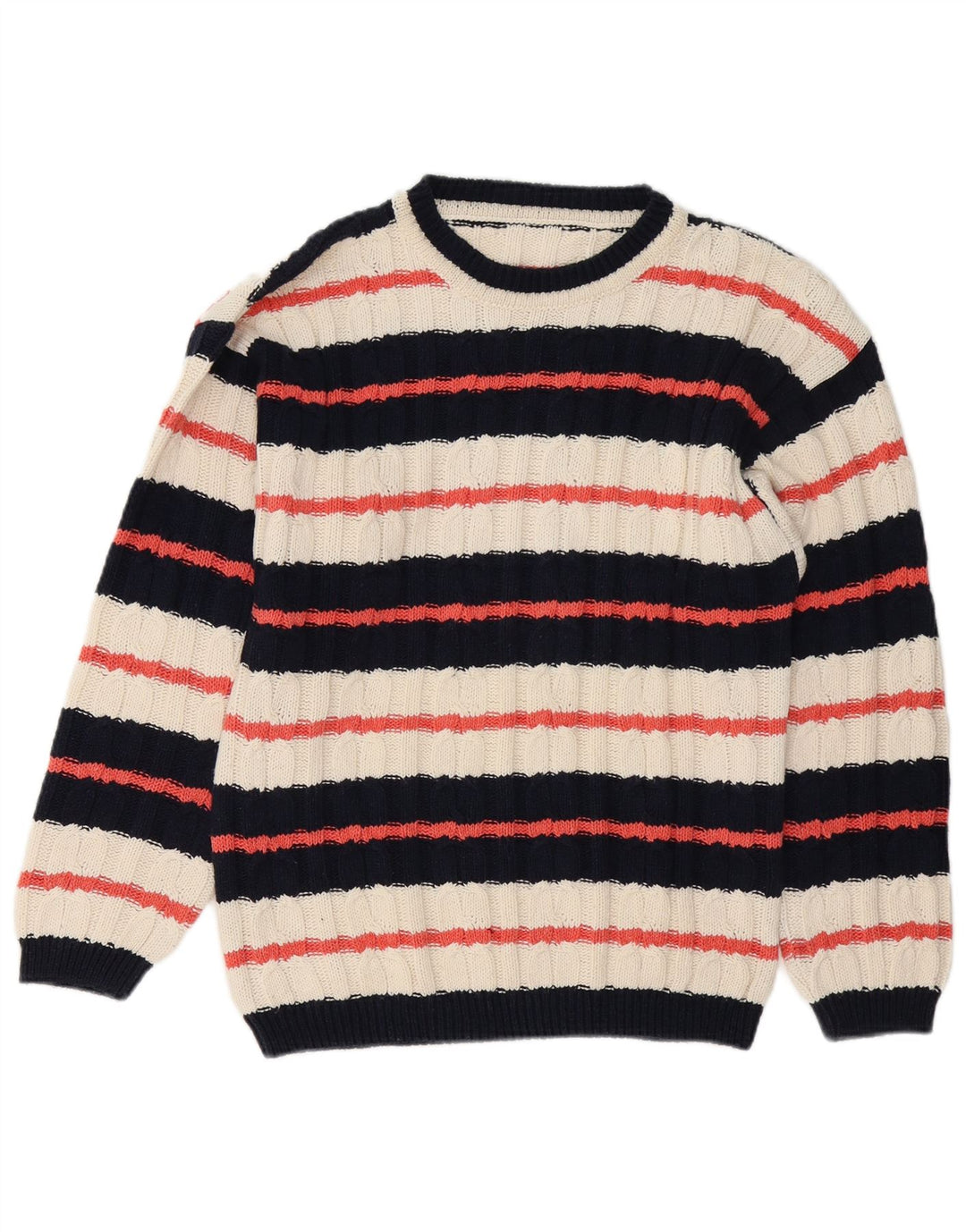 Vintage hombres barco cuello jumper suéter medio multicolor rayas