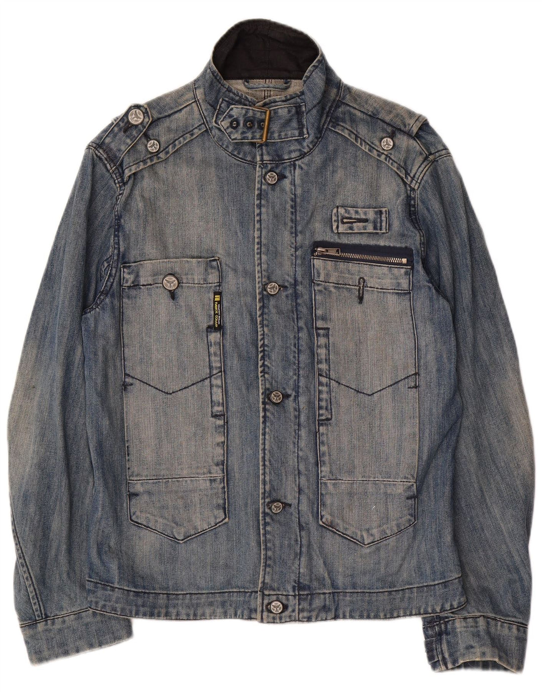 Vintage hombres chaqueta de mezclilla Reino Unido 38 azul medio