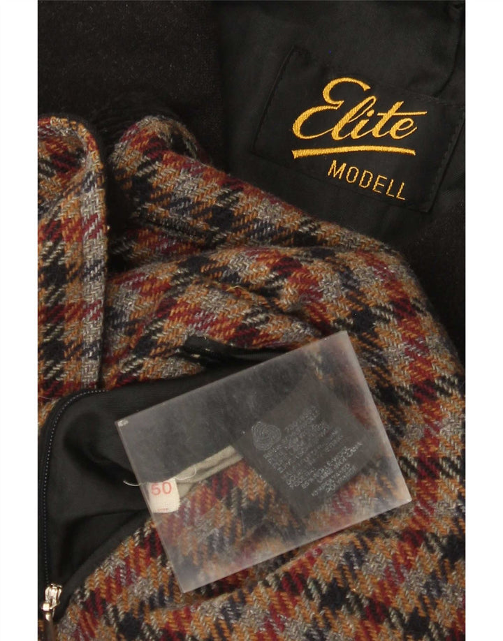 Elite Mens Abrigo IT 50 Grande Negro Lana Nueva
