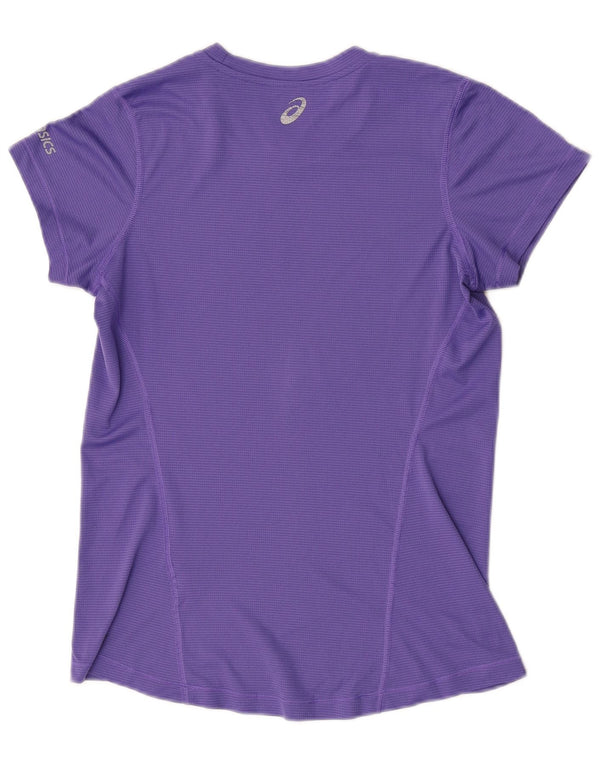 Asics Camiseta gráfica para mujer Top UK 10 Small Purple Pinstripe