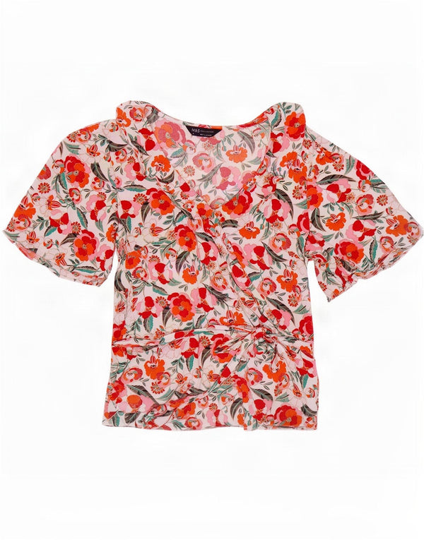 Marks & Spencer Blusa para Mujer Top UK 10 Small Viscosa Floral Multicolor