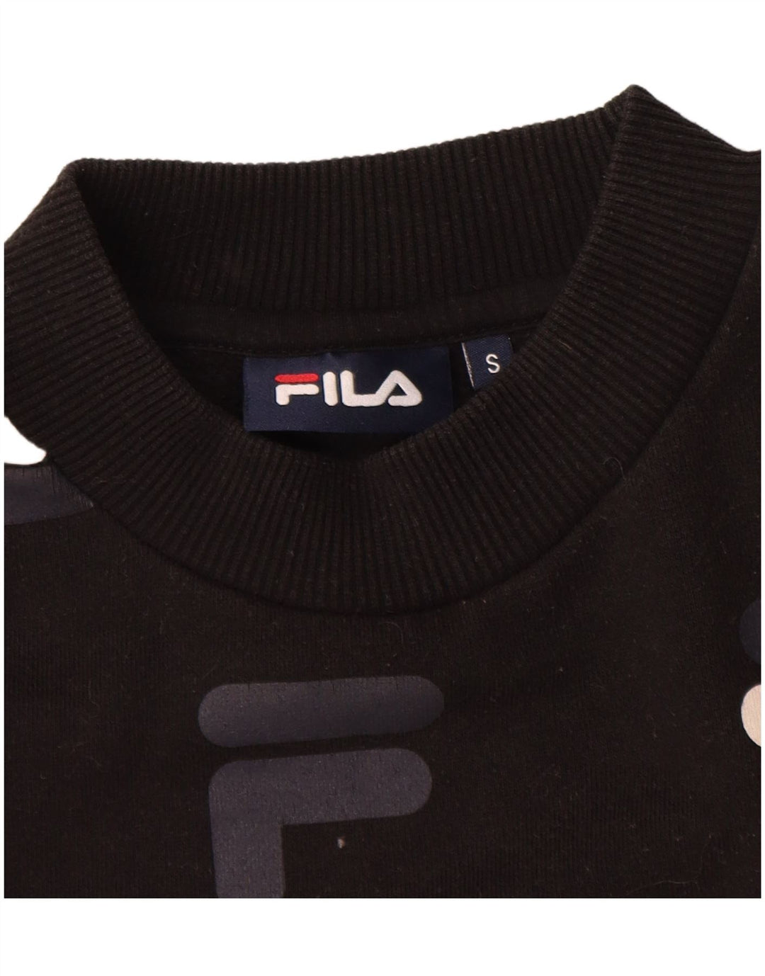 Fila Mujer Oversize Graphic Crop Sudadera Jumper UK 10 Small Negro