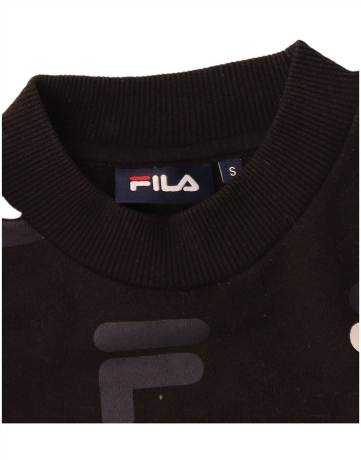 Fila Mujer Oversize Graphic Crop Sudadera Jumper UK 10 Small Negro