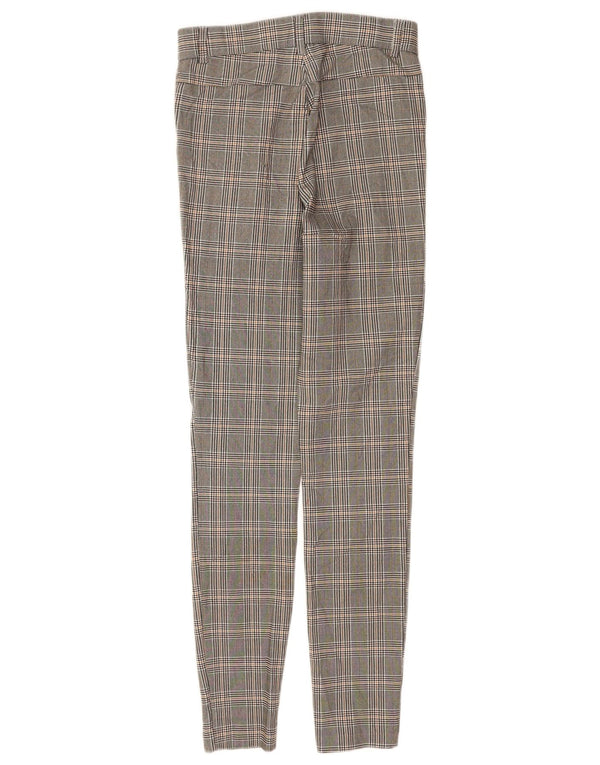 Zara Mujer Pantalón Casual Pitillo XS W24 L28 Viscosa Cuadros Gris