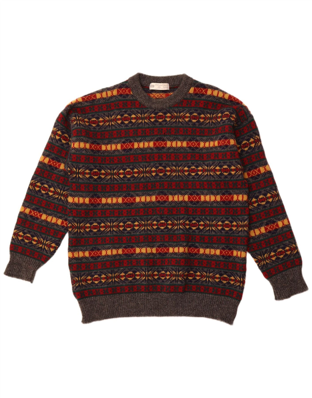 CALLE. BERNARD Jersey de cuello redondo para hombre, talla grande, multicolor, Fair Isle
