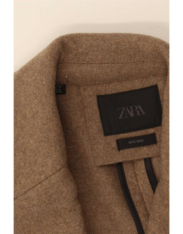Zara Hombre Abrigo UK 38 Lana Beige Medio