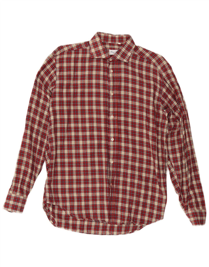 VINTAGE Camisa de franela para hombre Tamaño 38 Algodón de cuadros rojos medianos
