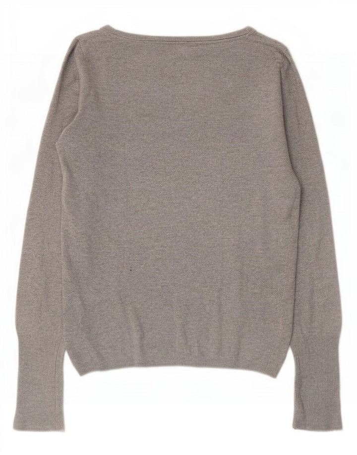 Zara - Jersey con cuello barco para mujer, talla 40, rayón gris medio
