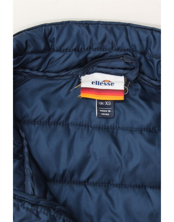 ELLESSE Mens Padded Jacket UK 34 XS Blue Colourblock Polyester Vintage Ellesse and Second-Hand Ellesse from Messina Hembry 