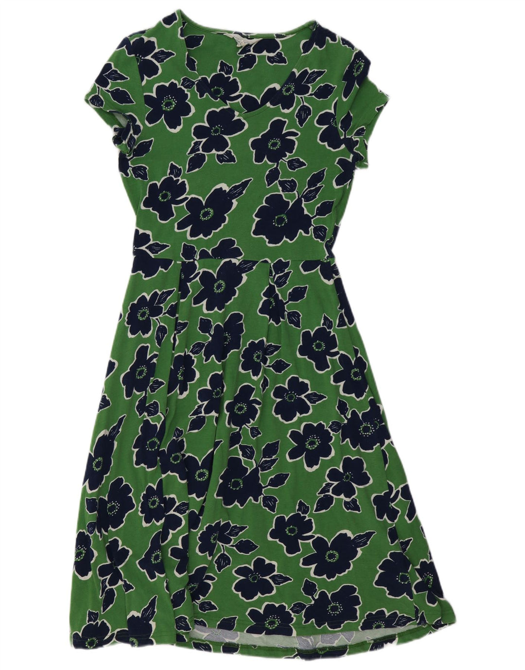 SEASALT CORNWALL Vestido acampanado para mujer UK 10 Pequeño algodón floral verde