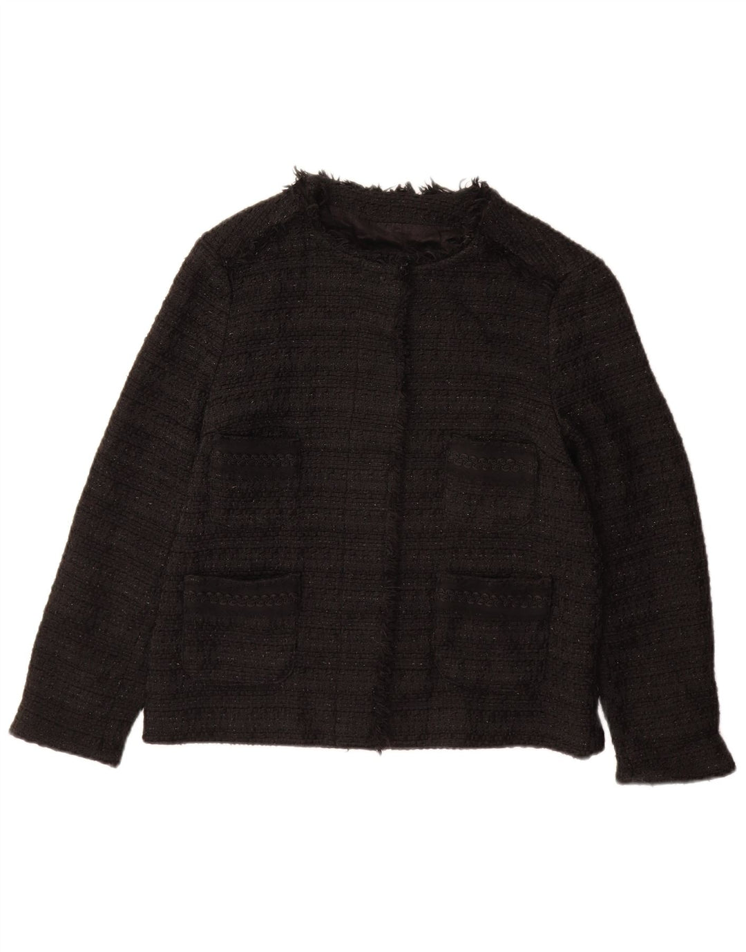 ZARA Chaqueta Blazer Mujer UK 40 Mediano Negro