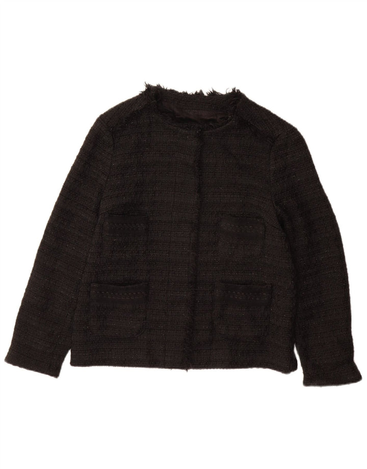 ZARA Chaqueta Blazer Mujer UK 40 Mediano Negro
