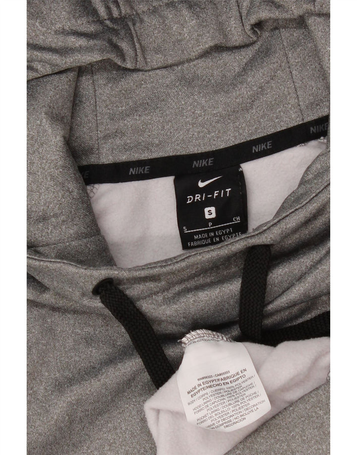 Nike Dri Fit Sudadera con capucha para hombre, talla pequeña, poliéster gris