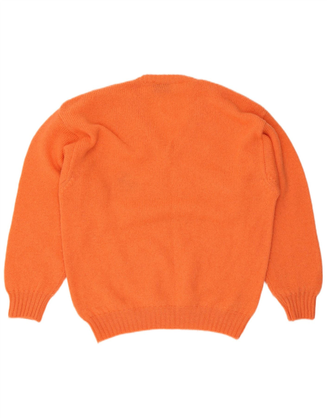 Vintage hombres V-cuello jumper suéter grande lana naranja