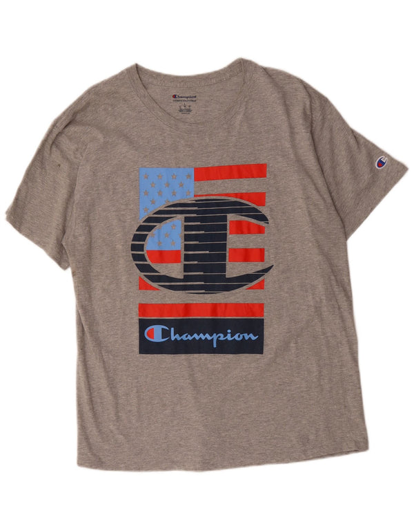 Champion Camiseta Gráfica Para Hombre Top Grande De Algodón Gris