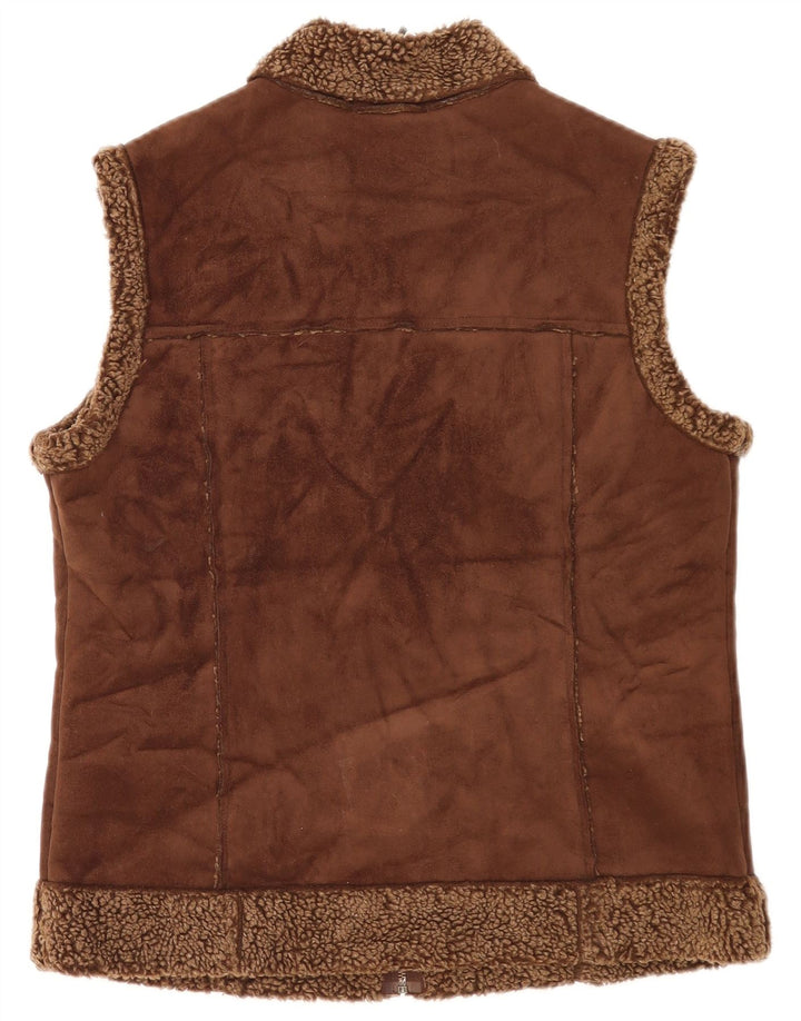 Marks & Spencer Chaleco Sherpa para mujer UK 42 Poliéster marrón medio