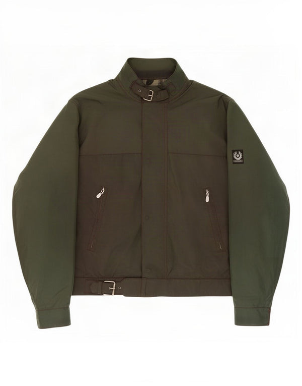 Belstaff Mens Racer Jacket UK 36 Small Green Colourblock Cotton