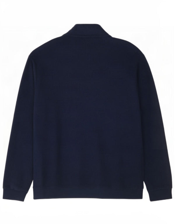 Adidas Hombre Zip Neck Fleece Jumper Medio Azul Marino Poliéster