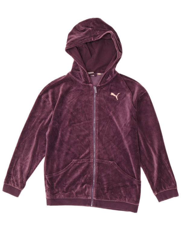Puma Sudadera con capucha y cremallera de terciopelo para niña 13-14 años Algodón morado