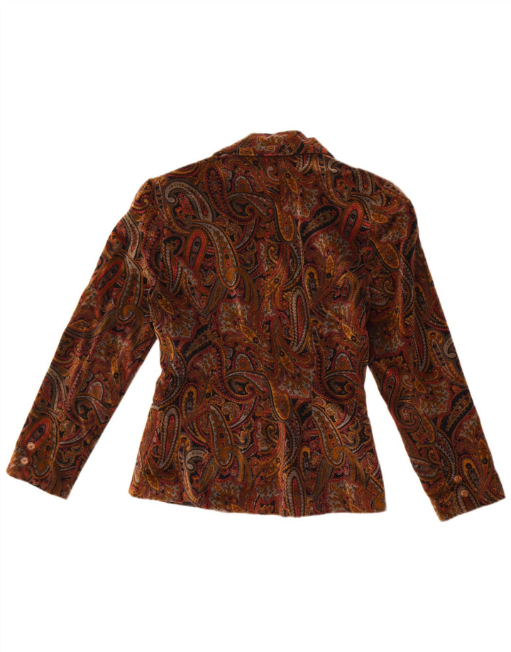 Madeleine Chaqueta tipo blazer de 3 botones para mujer UK 10 Small Brown Paisley Cotton
