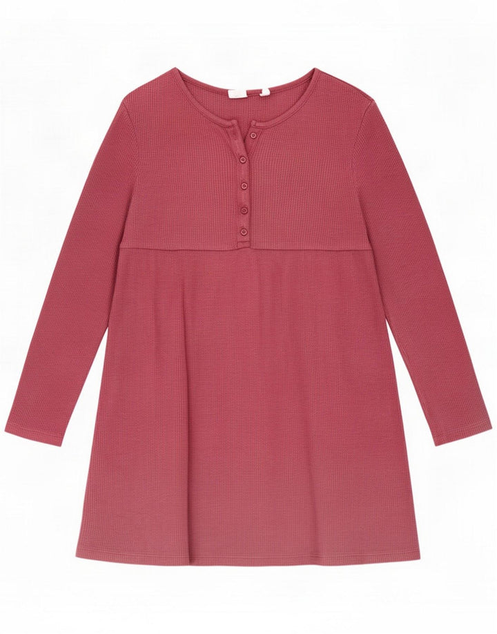 Vestido básico de manga larga para niña Gap 8-9 años Algodón rosa medio