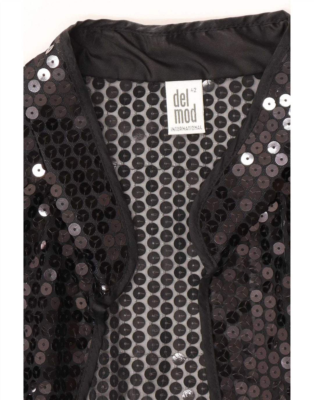 Del Mod Cárdigan transparente con lentejuelas para mujer EU 42 Grande Poliéster negro