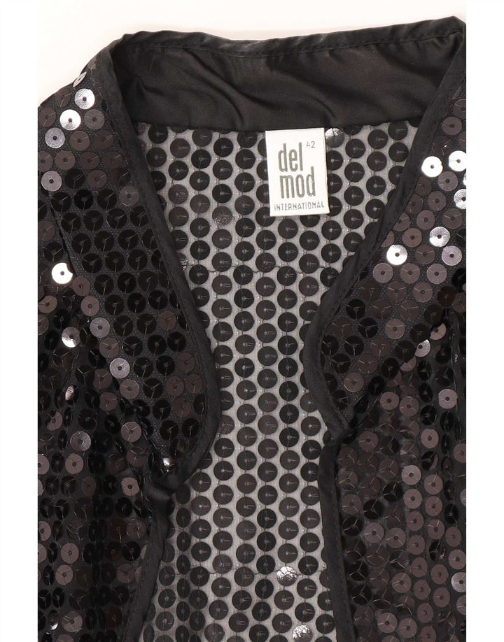 Del Mod Cárdigan transparente con lentejuelas para mujer EU 42 Grande Poliéster negro