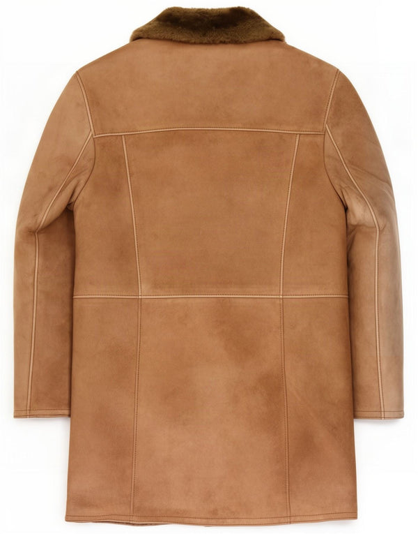 Vintage hombres shearling doble pecho abrigo Reino Unido 40 marrón grande