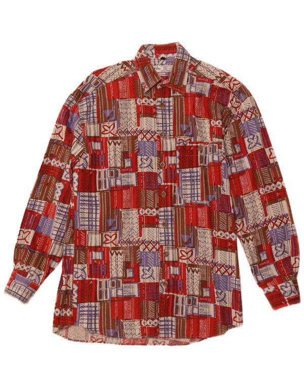 Angelo Litrico Camisa de pana para hombre Talla 37/38 Algodón patchwork rojo pequeño