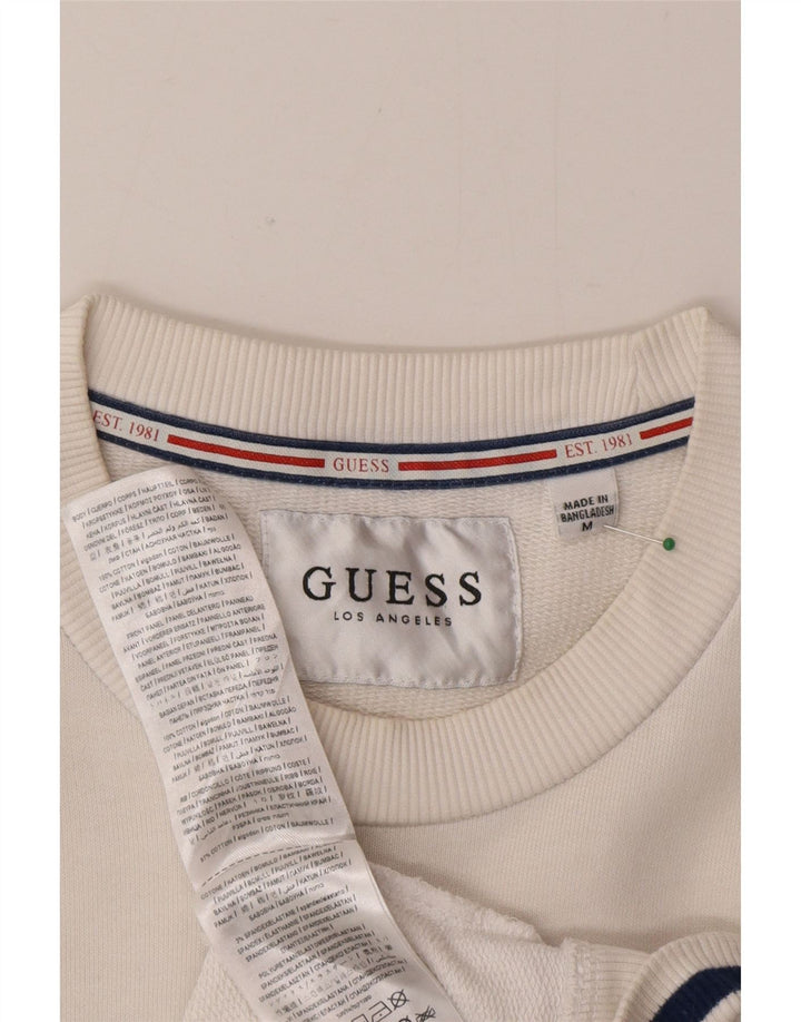 Guess Hombre Camiseta Estampada De Manga Larga De Algodón Color Block Blanco Mediano