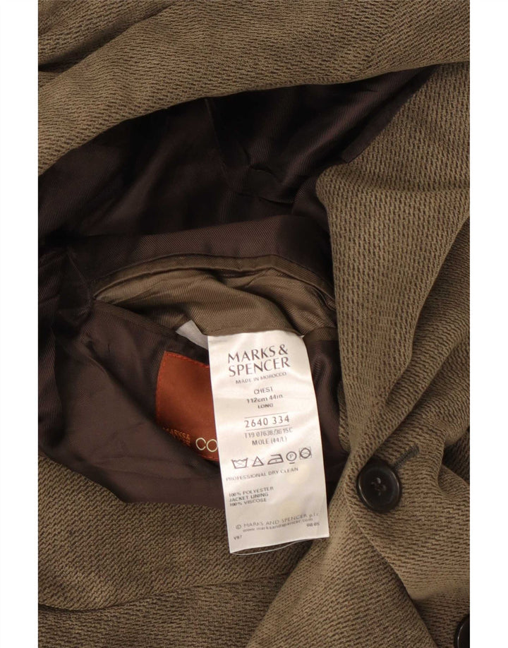 Marks & Spencer Chaqueta Blazer Larga de 3 Botones para Hombre UK 44 XL Viscosa marrón