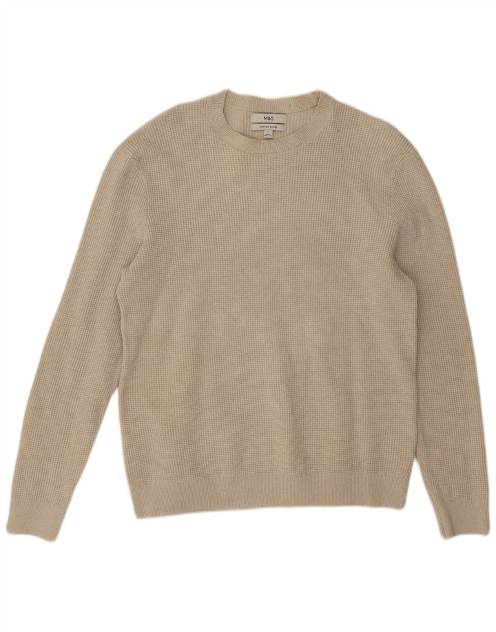 Marks & Spencer - Jersey de cuello redondo para hombre, talla grande, poliéster beige