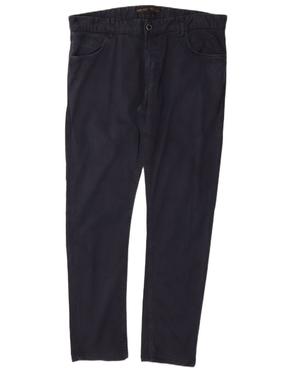Zara Mens Skinny Casual Trousers EU 48 XL W38 L31 Navy Blue Cotton